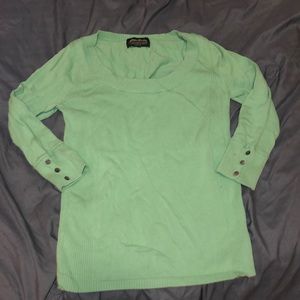 Long sleeve scoop neck mint colored sweater/top